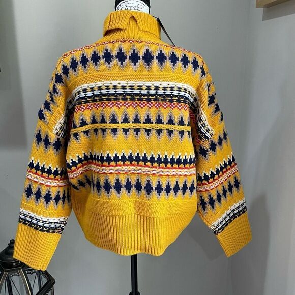 RAG & BONE Wool Willow Fair Isle Turtleneck Yellow Sweater M NWT - Picture 9 of 11